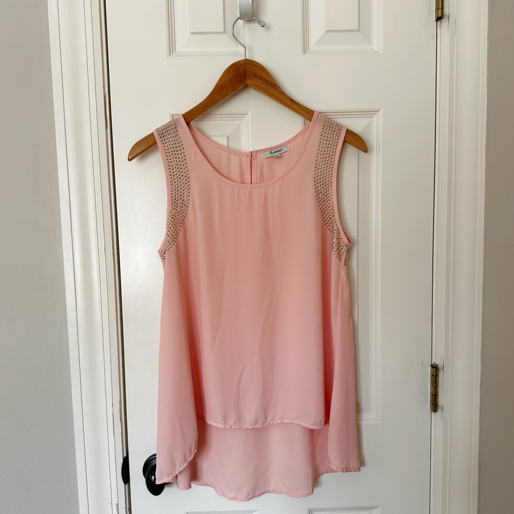 B_envied Light Pink Semi-Sheer Sleeveless Top, size L